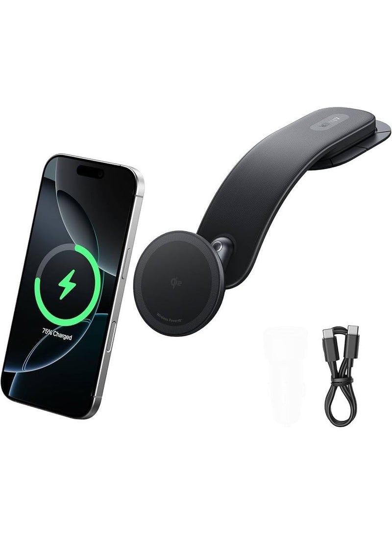 أنكر Anker Nano Wireless Car Charger, 360° Adjustable Magnetic Charger, Removable Pad, 15W Qi2 Fast Charging, Heavy Duty Metal Holder, for iPhone 16/15/14/13/12 Series (Without Power Supply Charger) - Image 1